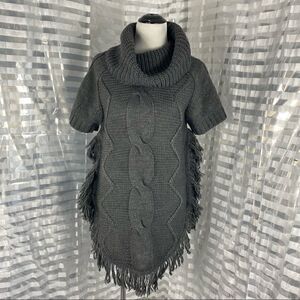 BCBG MaxAzria Cowl Neck Fringe Sweater